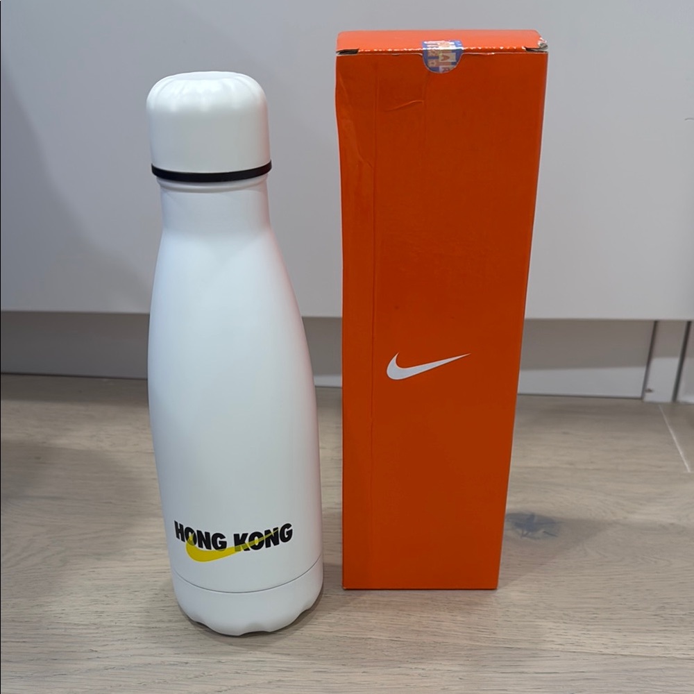 Nike White Water Bottle with Hong Kong Print